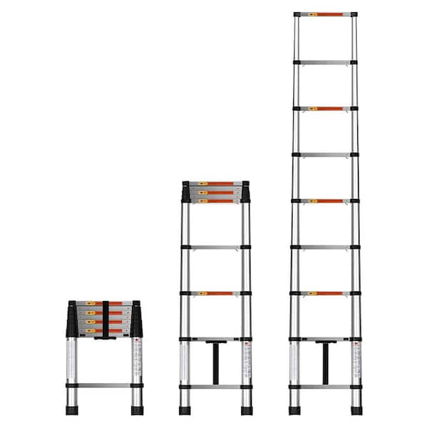 Amucolo 8 .5 ft. Aluminum Telescoping Extension Ladder with 330 lbs. Load Capacity