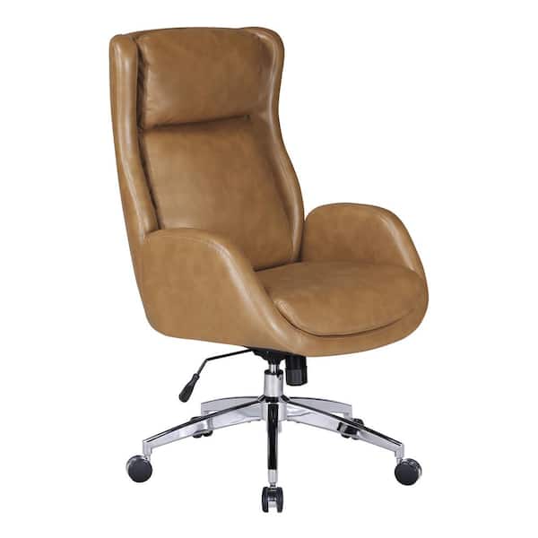 OSP Home Furnishings Blanchard Faux Leather Adjustable Height Office Chair in Nutmeg