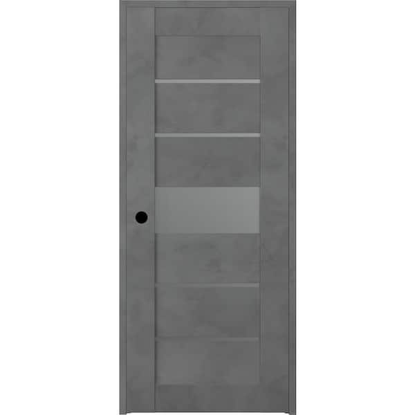 Belldinni Vona 07-06 24 in. x 80 in. Right-Handed 5-Lite Frosted Glass Solid Core Dark Urban Wood Single Prehung Interior Door