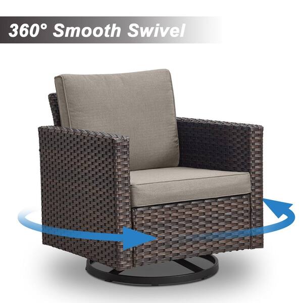 Opohoro U-Weave Metal and Brown Wicker Outdoor Rocking Chair