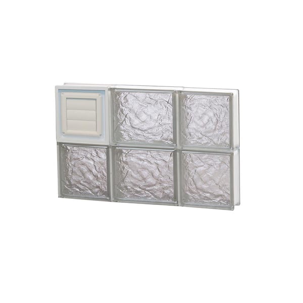 Clearly Secure 19.25 in. x 11.5 in. x 3.125 in. Frameless Ice Pattern Glass Block Window with Dryer Vent