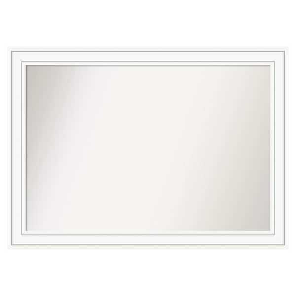 Craftsman White 43 in. x 31 in. Custom Non-Beveled Satin Wood Framed Bathroom Vanity Wall Mirror