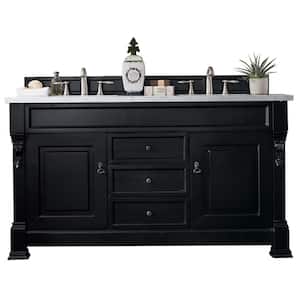 Brookfield 60 in. W x 23.5 in. D x 34.3 in. H Bath Double Vanity Cabinet in Antique Black with top in Carrara White