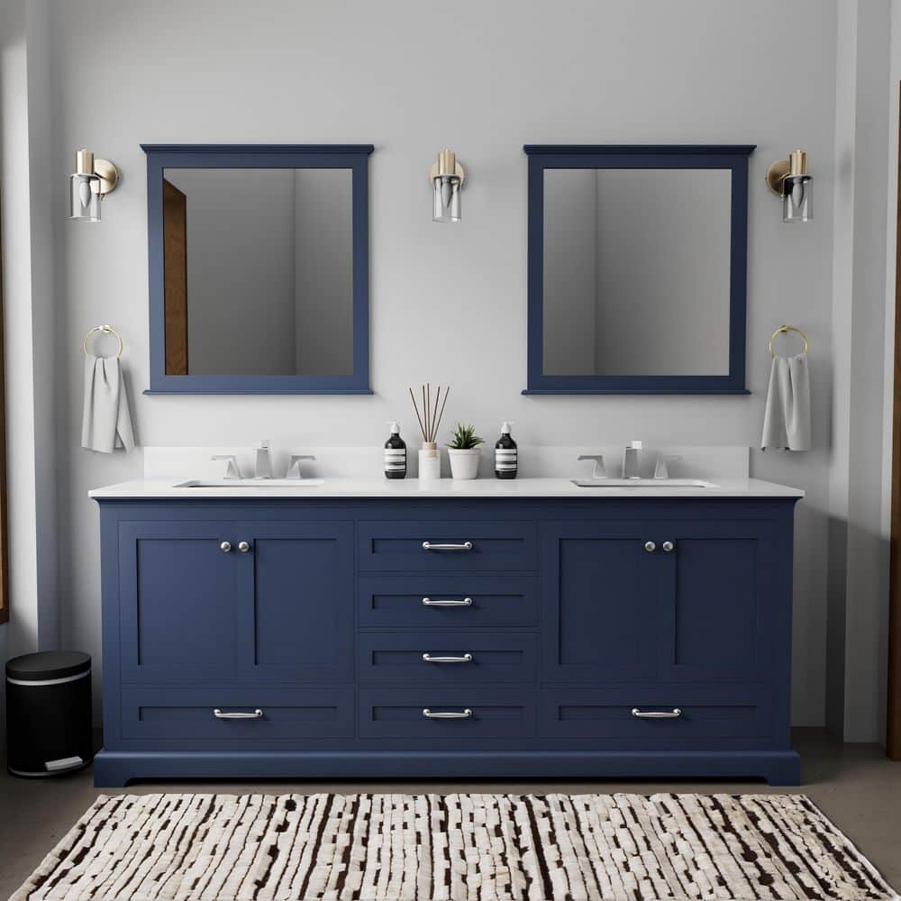 Dukes 80 in. W x 22 in. D Navy Blue Double Bath Vanity, Cultured Marble Top, Faucet Set, and 30 in. Mirrors price history on PriceWatchPro