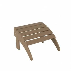 District Weathered Wood Outdoor Plastic Adirondack Chair Folding Ottoman