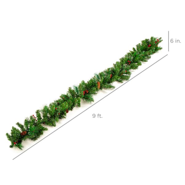 VIHOSE 2 Pcs 6.23 ft Christmas White Garland with LED Lights Canadian Pine  Artificial Christmas Garland Battery Operated Lighted Garland Prelit Faux
