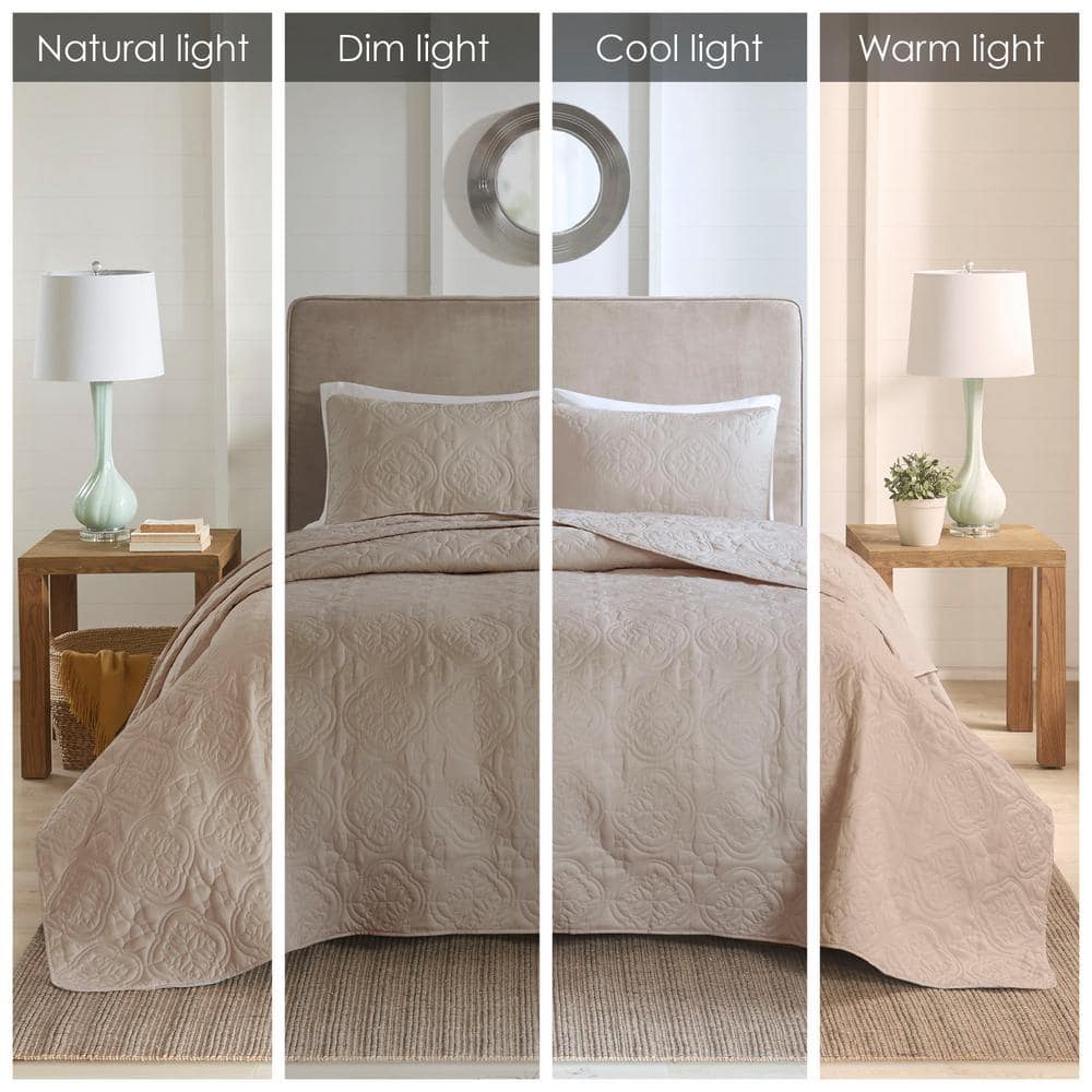 Khaki King Reversible Microfiber Bedspread Set