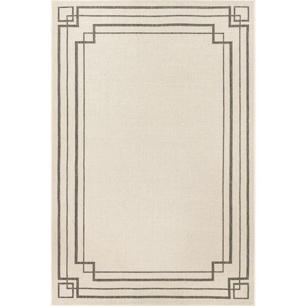 nuLOOM Katalina Modern Bordered Ivory 8 ft. x 10 ft. Indoor/Outdoor Patio Area Rug