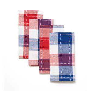 Americana Plaid 18 in. x 18 in. Red 100% Cotton Napkins (4-Pack)