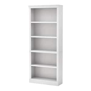 72 in. White Wood 5-shelf Standard Bookcase with Adjustable Shelves