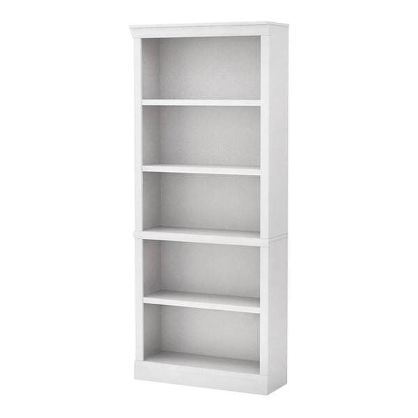 Hampton Bay 72 in. White Wood 5-shelf Standard Bookcase with Adjustable Shelves