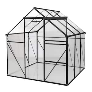 6 ft. W x 6 ft. D x 6 ft. Outdoor Walk-In Polycarbonate Greenhouse with Adjustable Roof Vent, Black