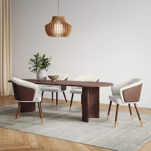 Reeva Cream Modern Faux Leather Upholstered Dining Chair with Beech Wood Back and Solid Wood Legs