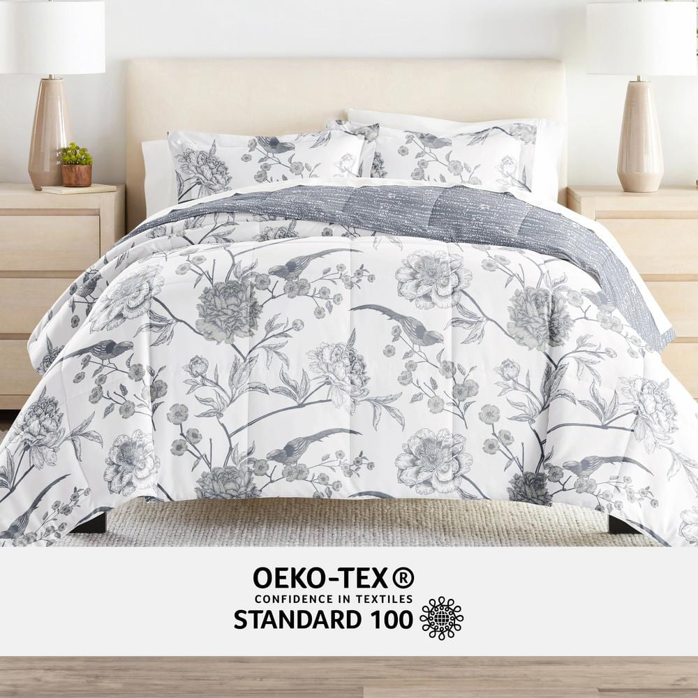King Size Distressed Stripe Reversible Microfiber Bedding Set