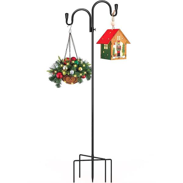 Height 63 in. Double Shepherds Hook, Adjustable Bird Feeder Pole for  Outside with 5-Prong Base Iron Steel CY9BFJ9T2J - The Home Depot