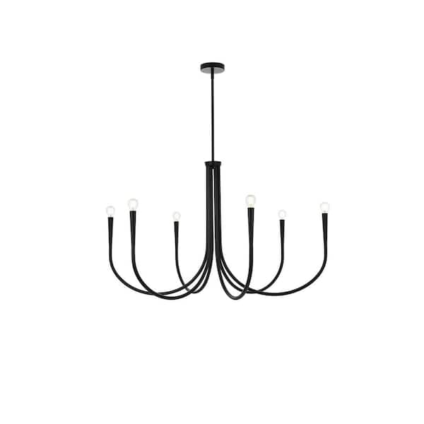 Unbranded 42 in. Home Living 6-Light Black Chandelier with no Bulbs Included