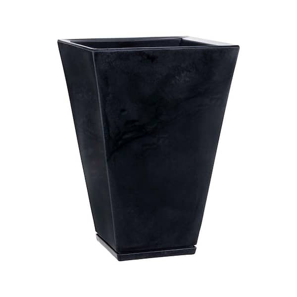 FLORIDIS Zurique Medium Black Marble Effect Plastic Resin Indoor and Outdoor Planter Bowl