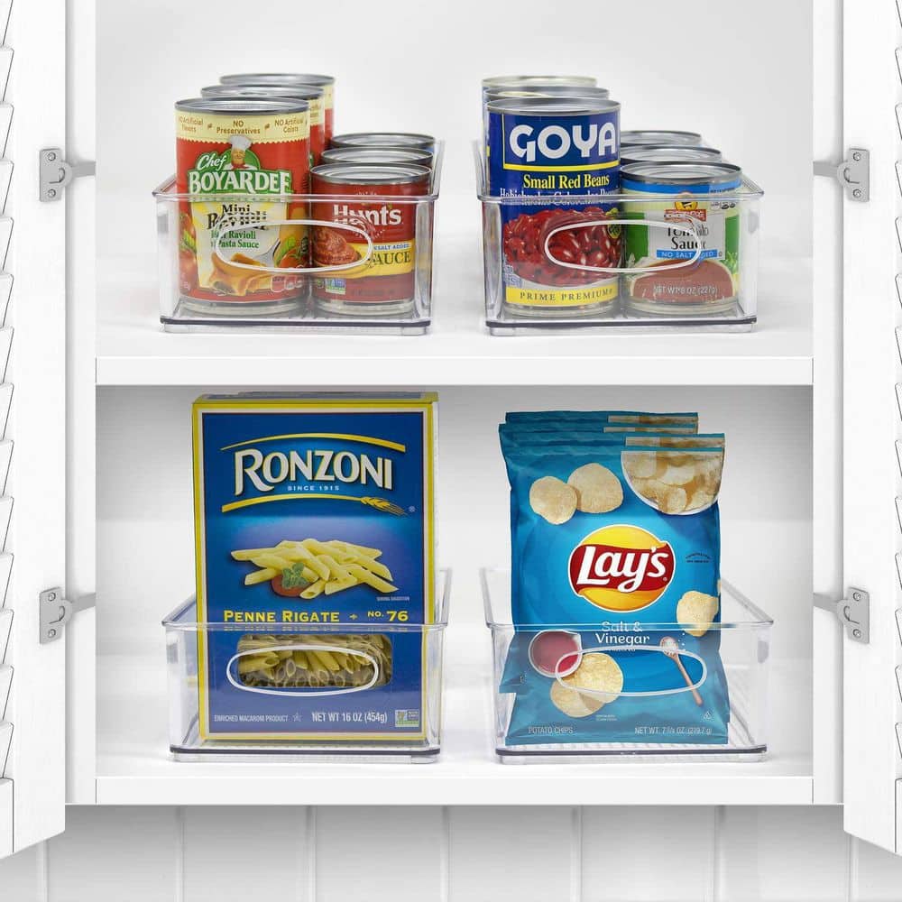 Clear Medium Stackable Storage Bins with Handles, 6-Pack