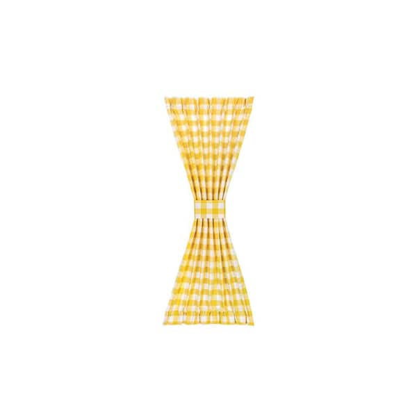 ACHIM Buffalo Check 25 in. W x 40 in. L Polyester/Cotton Light Filtering Door Panel and Tieback in Yellow