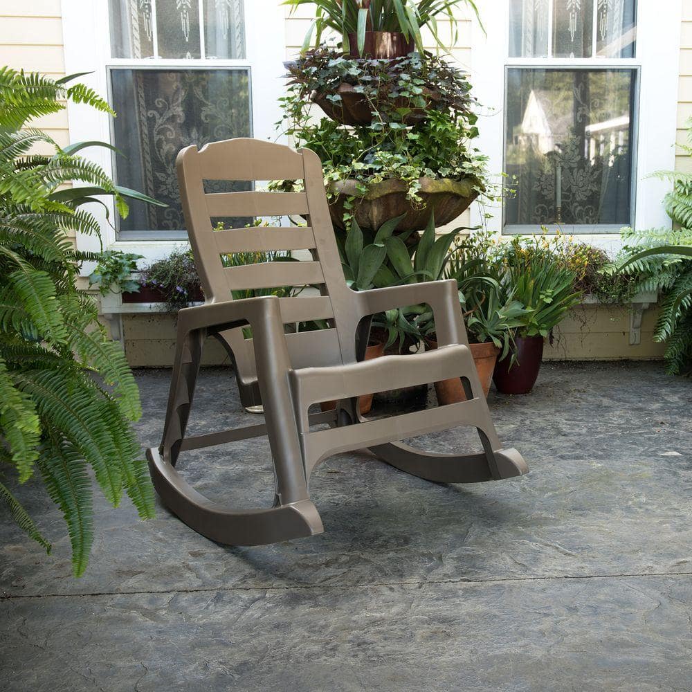 Big Easy Plastic Outdoor Rocking Chair Mushroom 8080 96 4300 The Home Depot