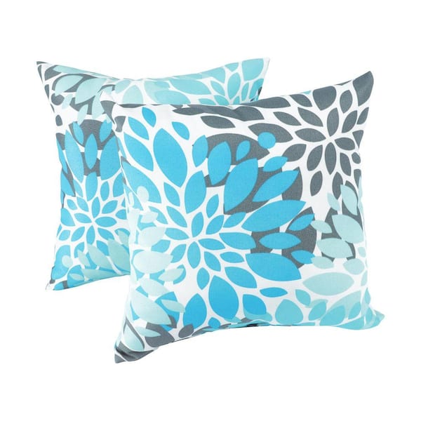 18 .in Square Outdoor/Indoor Throw Pillows with Inserts, Decorative Pillow Covers White with Blue Paisley-print (2-Pack)