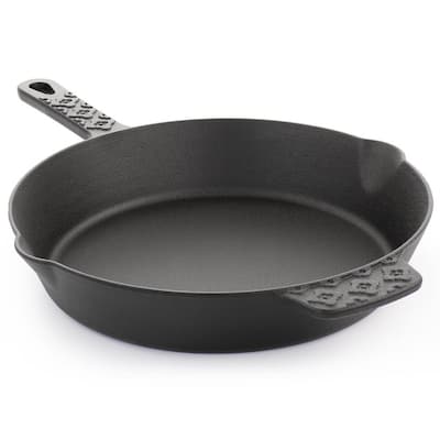 NutriChef Large 10 in. and 12 in. Pre-Seasoned Black Cast Iron Skillet  Non-Stick Cooking Pan with Silicone Handle (2-Piece Set) NCCI2PCS - The  Home Depot