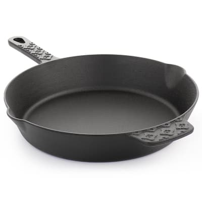 NutriChef Large 10 in. and 12 in. Pre-Seasoned Black Cast Iron Skillet Non- Stick Cooking Pan with Silicone Handle (2-Piece Set) NCCI2PCS - The Home  Depot