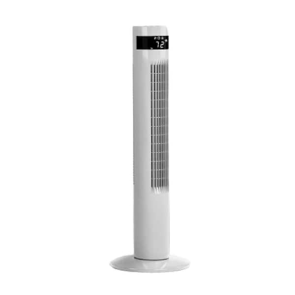 35 in. 3-Fan Speeds Tower Fan in White Finish with Remote Control LED Display Oscillation Portable Floor Bladeless Fan
