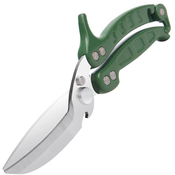 10.2 in. Green Heavy-Duty Stainless-Steel Poultry Kitchen Shear for Chicken Turkey Seafood Meat, Dishwasher Safe