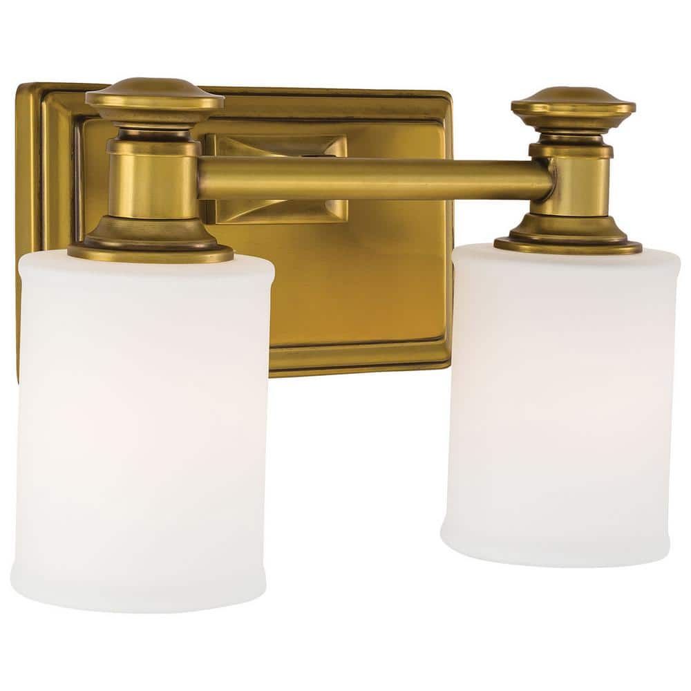 Harbour Point Liberty Gold 2-Light Bathroom Vanity with Opal Glass