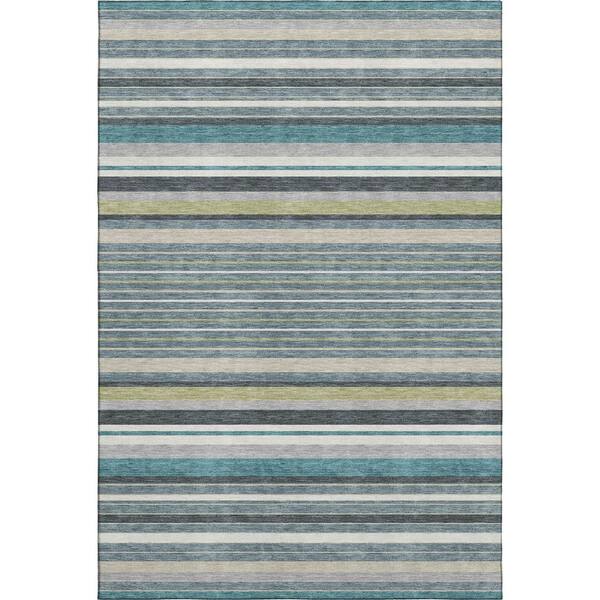 Mayfield Premium Machine Washable Abstract AMF2330 Teal 10 ft. x 14 ft. Area Rug
