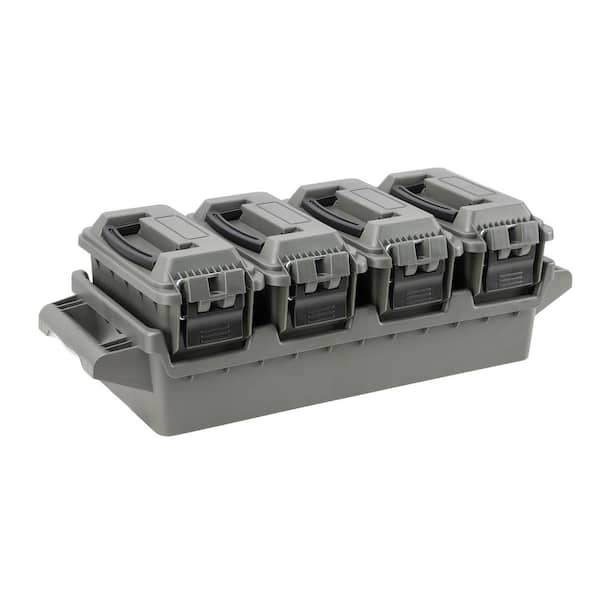 RANGE PRO 1 gal. Mini Dry Storage Box 4-Piece Set with Carry Tray in OD Green