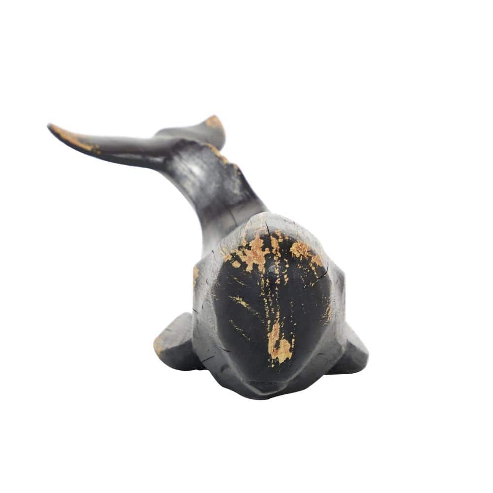 Elegant Coastal Black Resin Whale Sculpture 18"x9"x8"