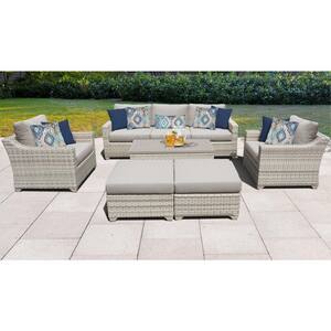 Fairmont 8-Piece Wicker Outdoor Sectional Seating Group with Ash Gray Cushions