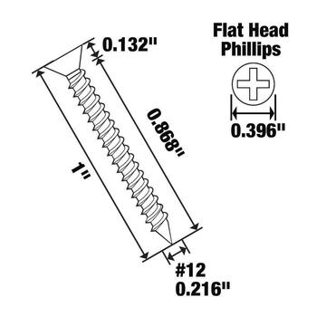 Everbilt #12 x 1 in. Phillips Flat Head Zinc Plated Sheet Metal Screw (50-Pack) 802272