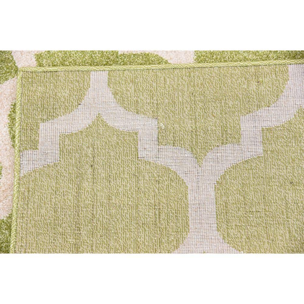 Light Green Square Trellis Synthetic Easy-Care Rug