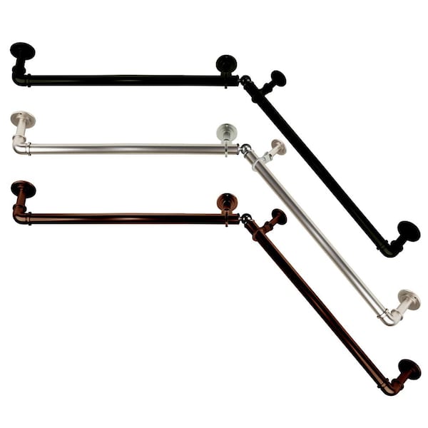 1" Dia Adjustable 48" to 84" Blackout Corner Curtain Rod in Satin Nickel