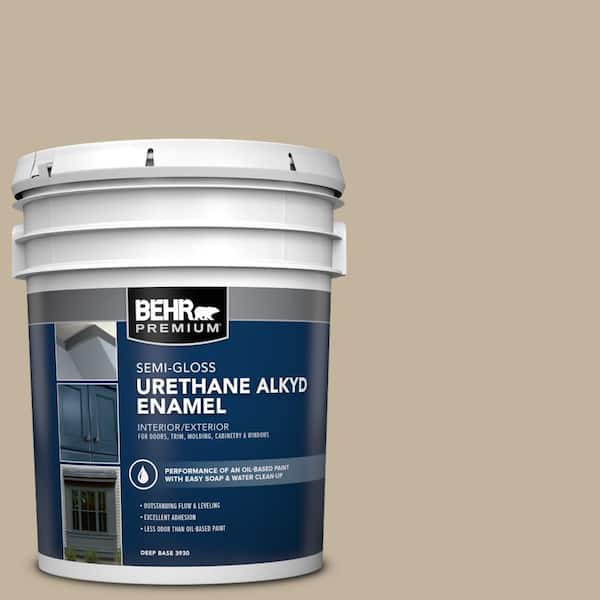 BEHR PREMIUM 5 gal. #BNC-03 Essential Brown Urethane Alkyd Semi-Gloss Enamel Interior/Exterior Paint