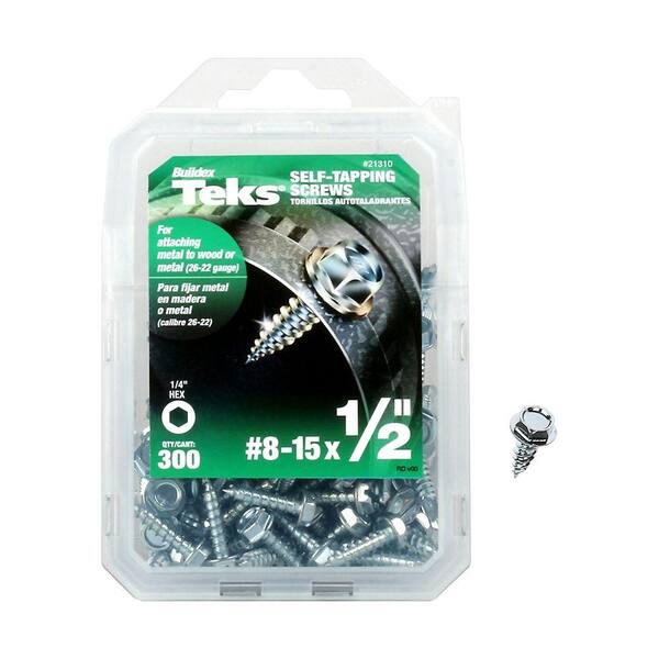 Teks 8 15 X 1 2 In Hex Washer Head Sharp Point Screw 300 Pack 21310 teks-8-15-x-1-2-in-hex-washer-head-sharp-point-screw-300-pack-21310
