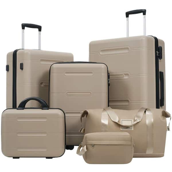 INNOBULE 6 Pieces Luggage Set khaki ABS Plastic Hardside w