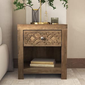 Lophelia Knotty Oak 1-Drawer Sidetable Nightstand