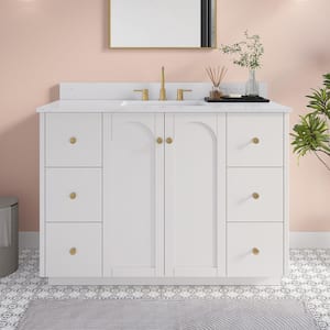 Anabelle 48 in. Single Sink Soft Grey Bath Vanity with Engineered Marble Carrara Marble Top (Assembled)