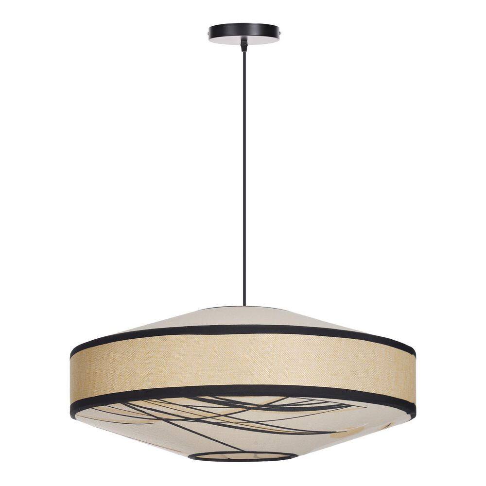 1 Light Off-White Hand-Painted Floral Fabric Pendant Light with Drum Shape, No Bulbs Included 32 in. price history on PriceWatchPro