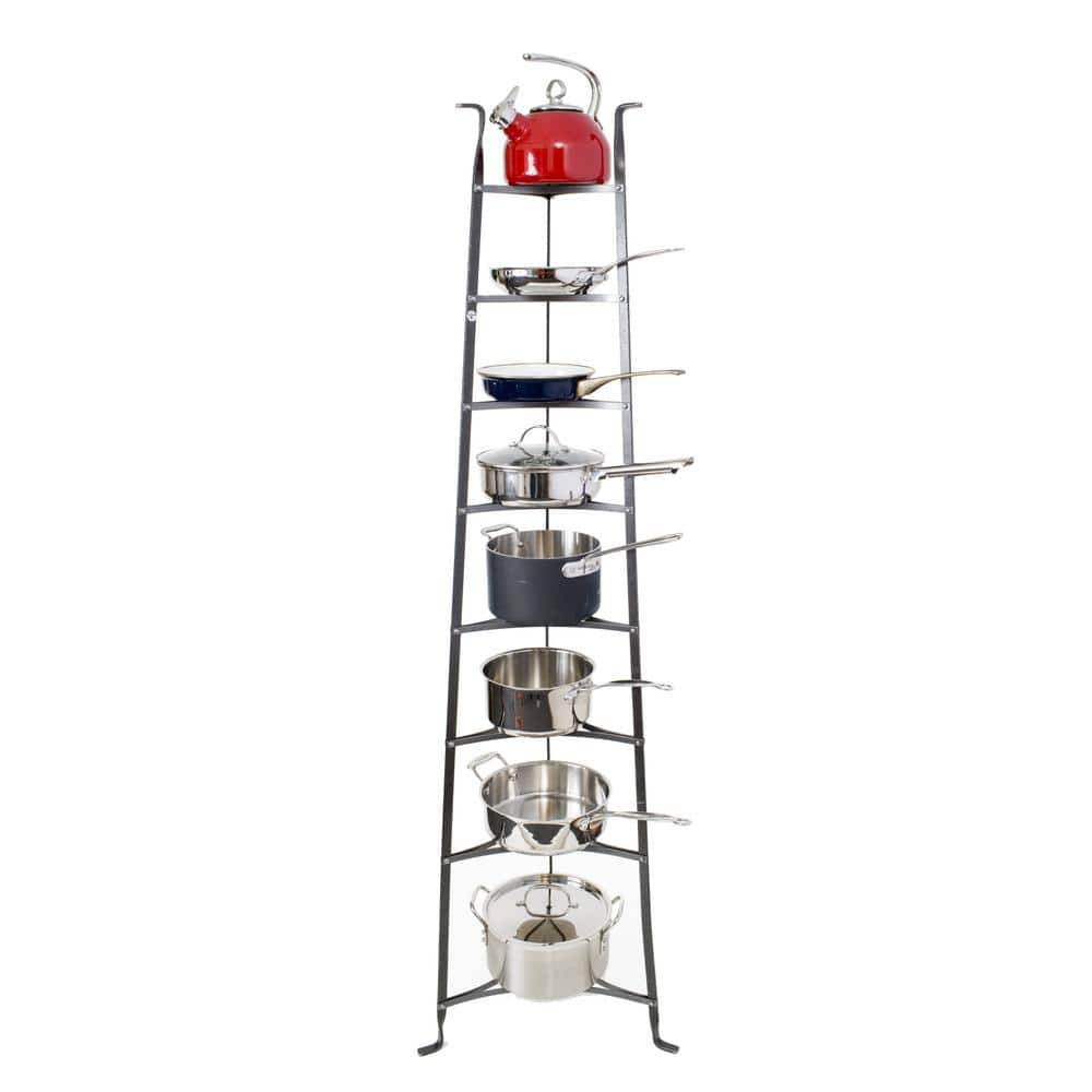 Handcrafted Hammered Steel 8-Tier Cookware Stand