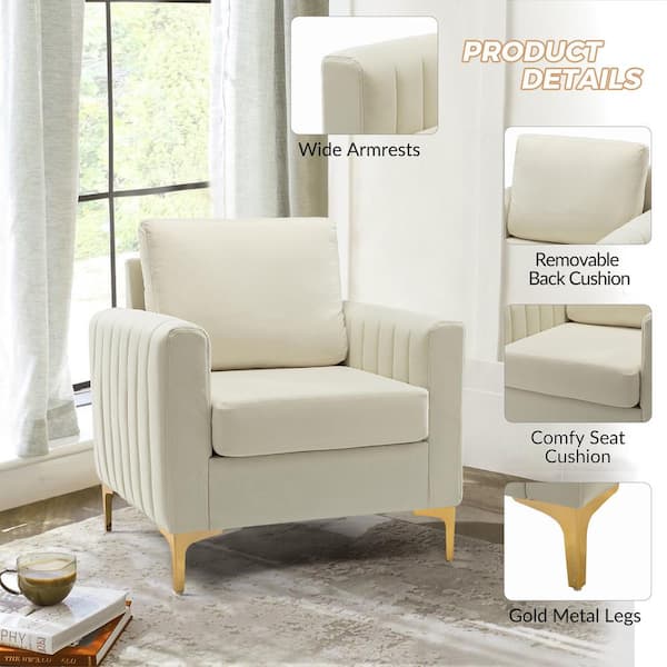 JAYDEN CREATION Ennomus Modern Ivory Polyester Club Chair