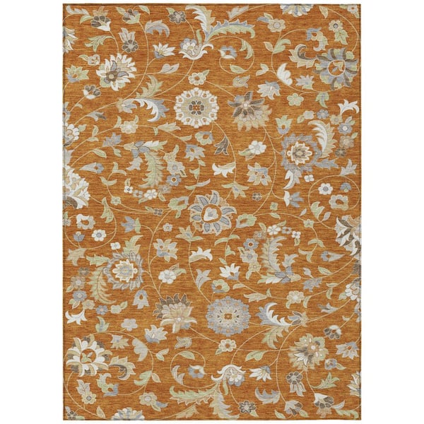 Chantille Machine Washable Indoor/Outdoor Abstract ACN1006 Paprika 5 ft. x 7 ft. 6 in. Area Rug