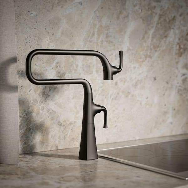 Graze 1-Handle Deck Mount Pot Filler Kitchen Faucet in Matte Black