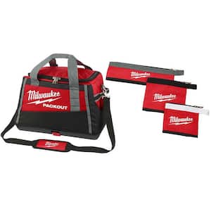 20 in. PACKOUT Tool Bag with Multi-Size Zipper Tool Bags in Red (3-Pack)