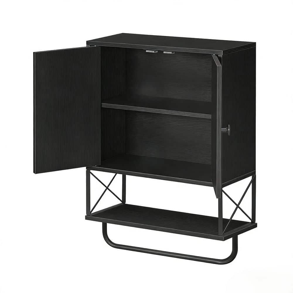 18.9 in. W x 26.1 in. H Wood Rectangular Black Surface Mount Medicine Cabinet without Mirror price history on PriceWatchPro