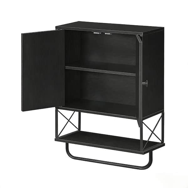 18.9 in. W x 26.1 in. H Wood Rectangular Black Surface Mount Medicine Cabinet without Mirror